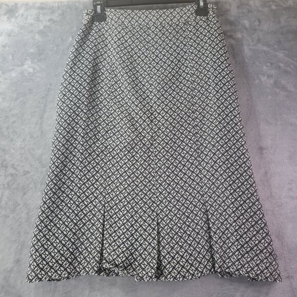 Worthington Womens A-Line Skirt Black White Geometric Print Size 4 Career Office - Picture 6 of 8